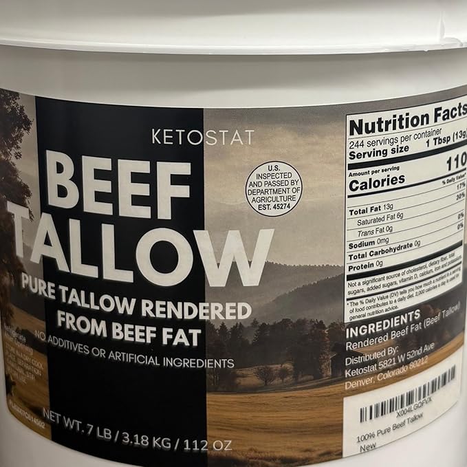 Amercian Beef Tallow 112 oz (7 lbs) For Cooking or Skincare