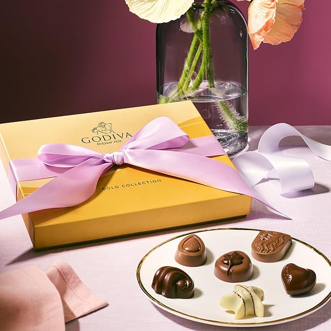 Godiva Chocolatier Pink Ribbon 36-Piece Assorted Chocolate Gift Box – Gourmet Chocolate Candy Variety Pack – Dark Caramel Milk Chocolate Nuts– Gift Basket for Birthday Anniversary Congratulations