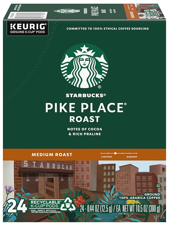Starbucks Pike Place Roast K-Cup Portion Pack for Keurig K-Cup Brewers 24 K-Cups (Pack of 2)
