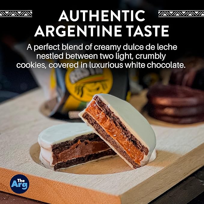 THEARG | RASTA - Chocolate Alfajores Filled with Dulce de Leche Argentino | Alfajor from Argentina - Milk Chocolate | 70 g (Pack x36 White-Chocolate)