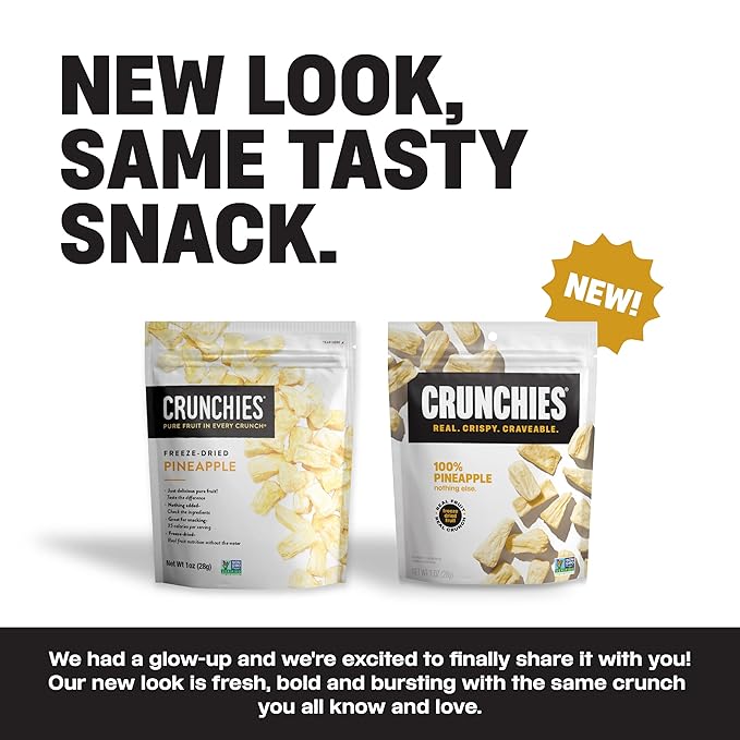 Crunchies Freeze-Dried Fruits 100% All Natural Crispy Fruit Non GMO and Kosher Resealable Freeze Dried Fruit Snack Packs Pack of 6 (Pineapple)