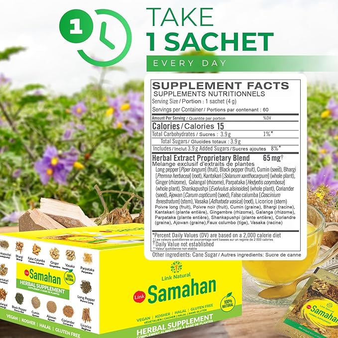 SAMAHAN Ayurvedic Herbal Tea Packets - Sri Lankan Ceylon Blend with 14 Natural Herbs Including Ginger Black Pepper &amp More Herbal Tea Bags for Wellness Relaxation &amp Daily Comfort - 50 Count