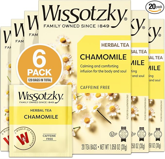 Wissotzky Chamomile Herbal Tea 120 Tea Bags (6 Packs) | Soothing Aroma | Relaxing &amp Calming Tea | Great for Sleep Support | Caffeine Free