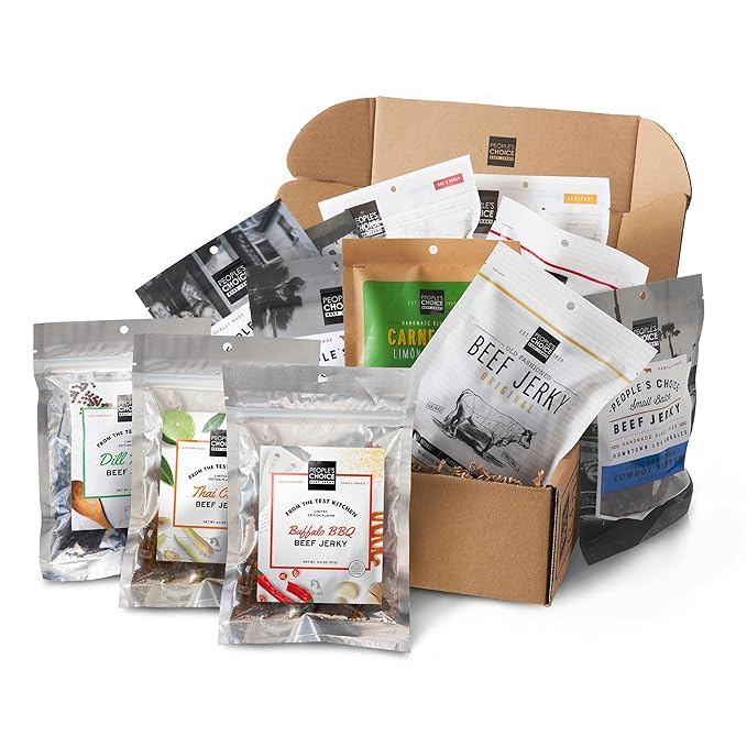 People's Choice Beef Jerky Variety Pack - High Protein Snack Sampler Gift for Men - 12 Piece Set