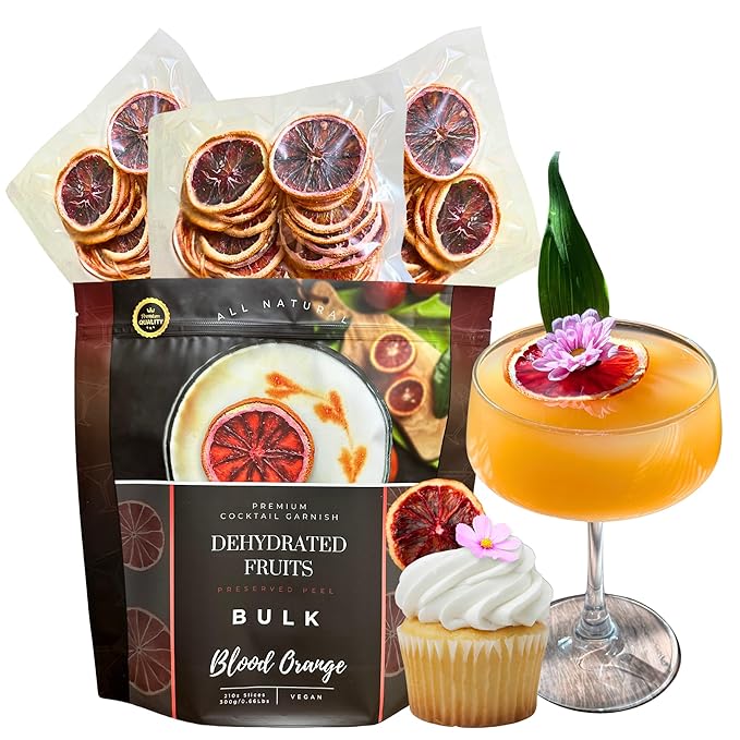Dried Blood-Orange Slices | BULK SIZE | 210± Slices | Preserved Peel - Premium DRIED FRUITS COCKTAIL GARNISHES Bars &amp restaurants. Cocktail accessories - fruit garnish