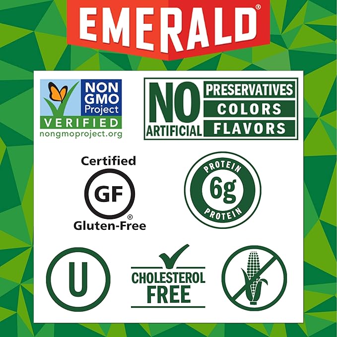Emerald Nuts Roasted &amp Salted Cashews 12 Ct (1-Pack) 1.25 Oz Individual Snack Tubes Plant-Based Protein Kosher Certified Non-GMO Contains No Artificial Preservatives Flavors or Synthetic Col