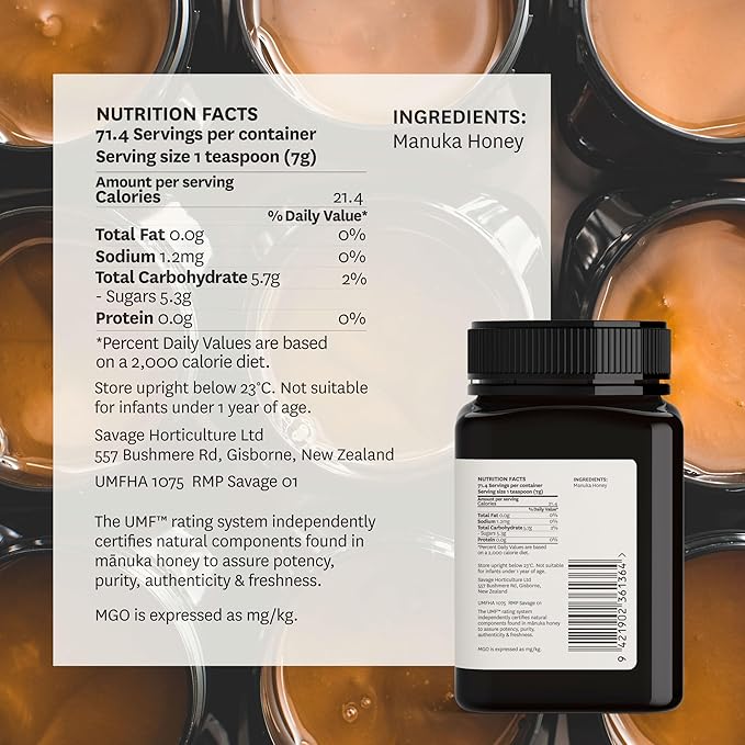 WildCape Manuka Honey Certified UMF 15+/MGO 514+ - 100% Pure Raw Unpasteurized Non-GMO Made in New Zealand - 17.6 oz (Pack of 1)