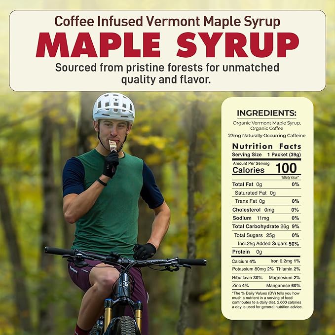 UnTapped Coffee Infused Vermont Maple Syrup Packets for Athletes Box of 20-1 fl oz | Pure Maple Syrup with Organic Coffee for Natural Endurance Energy | Fuel to Keep You Running Longer