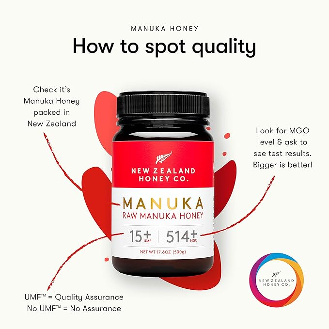 New Zealand Honey Co. Raw Manuka Honey UMF 15+ | MGO 514+ UMF Certified / 17.6oz