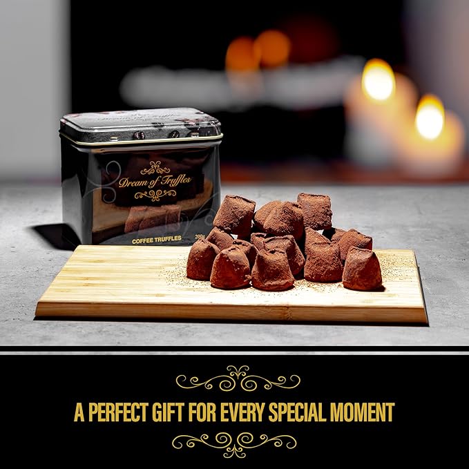 Dream of Truffles - Coffee Truffles | Bold Coffee Flavor | Smooth &amp Creamy | Dark Cocoa Dusted Candy Truffles in a Premium Gift Box | Made in Sweden | 200g