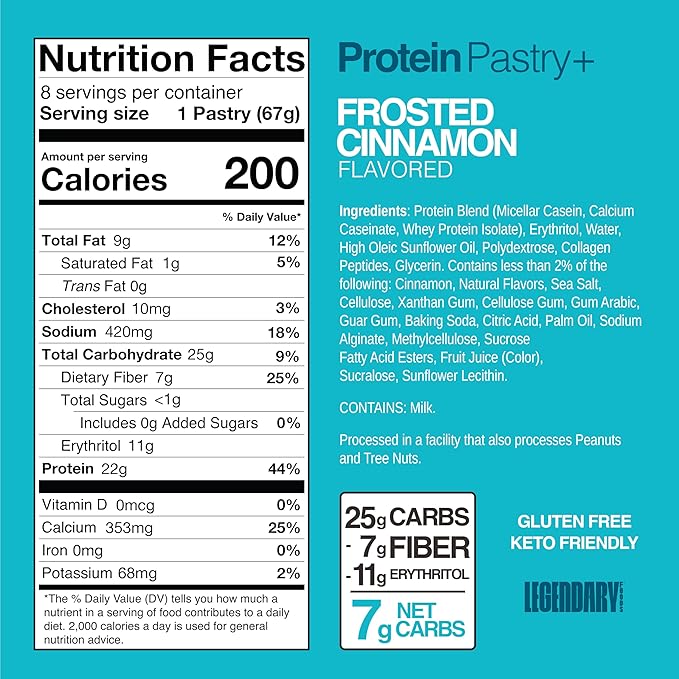 Legendary Foods 22 g Protein Pastry and Roll Bundle - Low Carb Meal Replacement Bar - Gluten Free Protien Snacks - Healthy Keto Snack Box - Low Sugar Energy Bars - Bariatric Diabetic Friendly 18 Pack