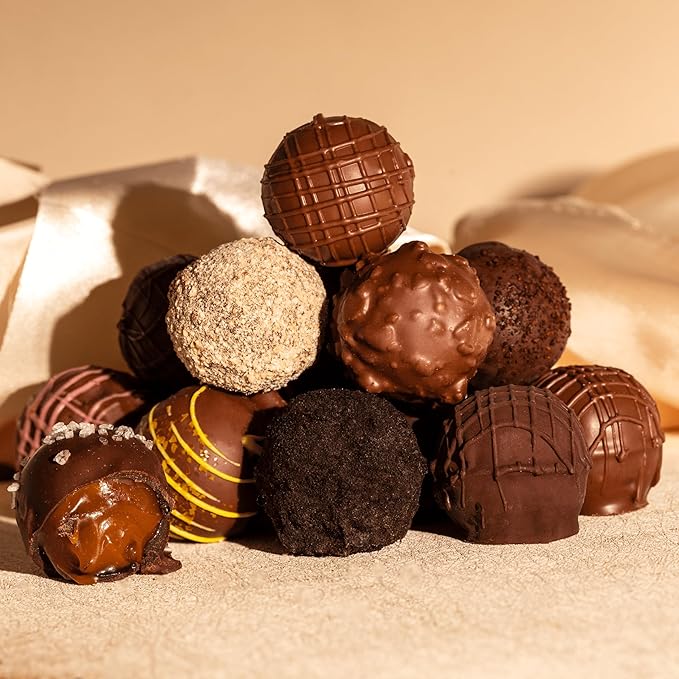Truffles.com X Wolfgang Puck Limited-Edition Assorted Chocolate Truffles Premium 12-Piece Gift Box Gourmet Milk Chocolate Premium Truffles - Best Gift for Valentine’s and Special Occasions