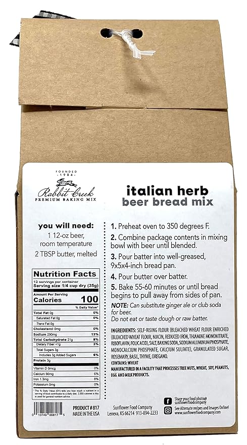 Rabbit Creek Beer Bread Mix Variety Pack of 2 – Classic Beer Bread and Italian Herb Beer Bread Mix Easy to Make Breadmaker Not Needed