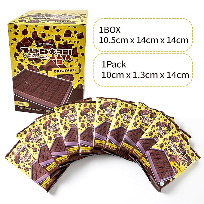 Ganada Korean Chocolate – Hangul Alphabet K-Goods Gift Set Jeju Original Flavor (10-Pack)