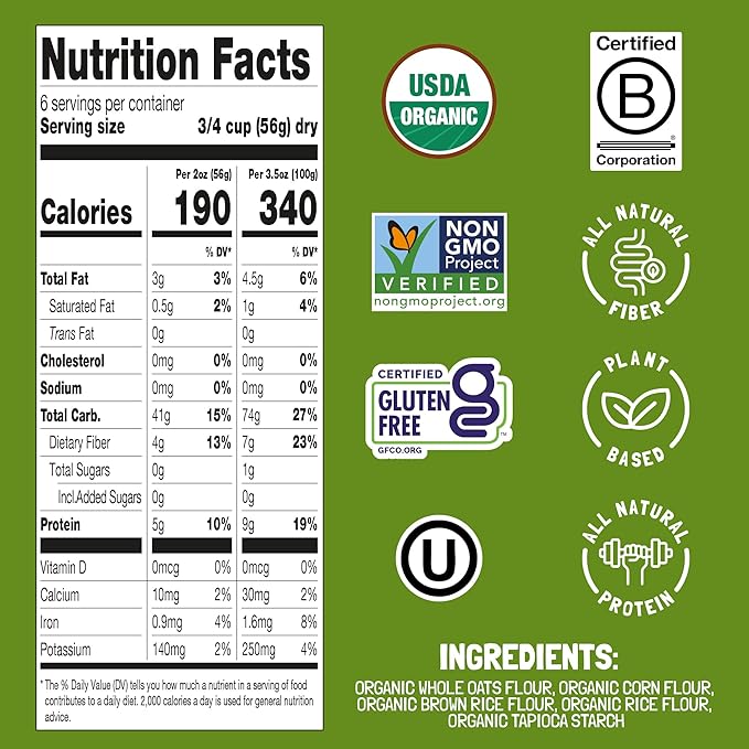 Felicia Gluten Free Pasta Oat Penne Organic Whole Grain Noodles Made With 51% Whole Oat and Brown Rice Natural Fiber Ingredients Designed in Italy Plant Based Non GMO 12 Oz 6 Boxes