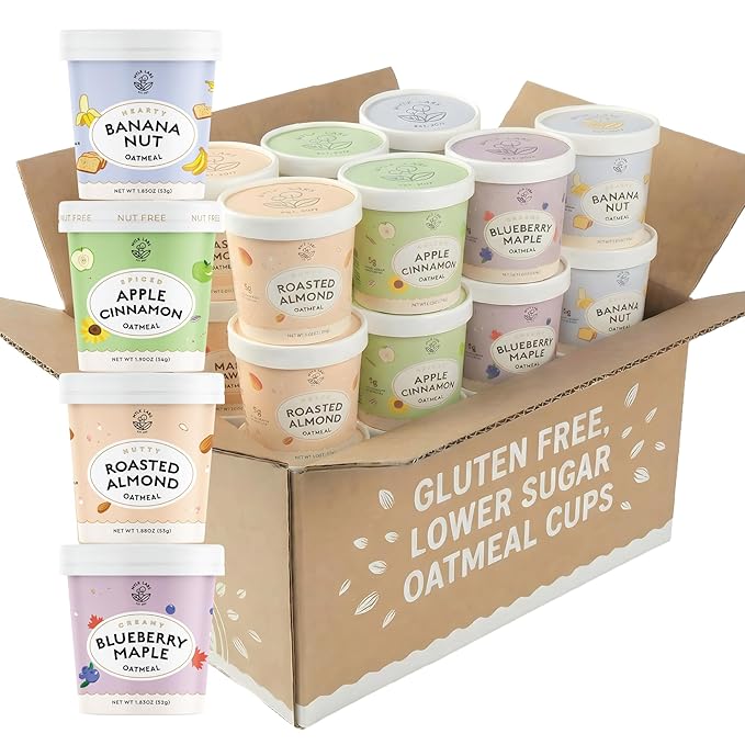 Mylk Labs Variety Pack Protein Oatmeal Cups Whole Grain Low Sugar High Fiber Breakfast with Superfoods Quick &amp Easy On the Go Instant Oatmeal Rolled Oats Gluten Free Vegan Nut Free 12 P