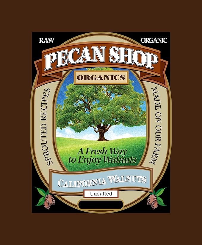 Pecan Shop Sprouted Organic Raw California Walnuts High halves Count Unsalted 2 Pound