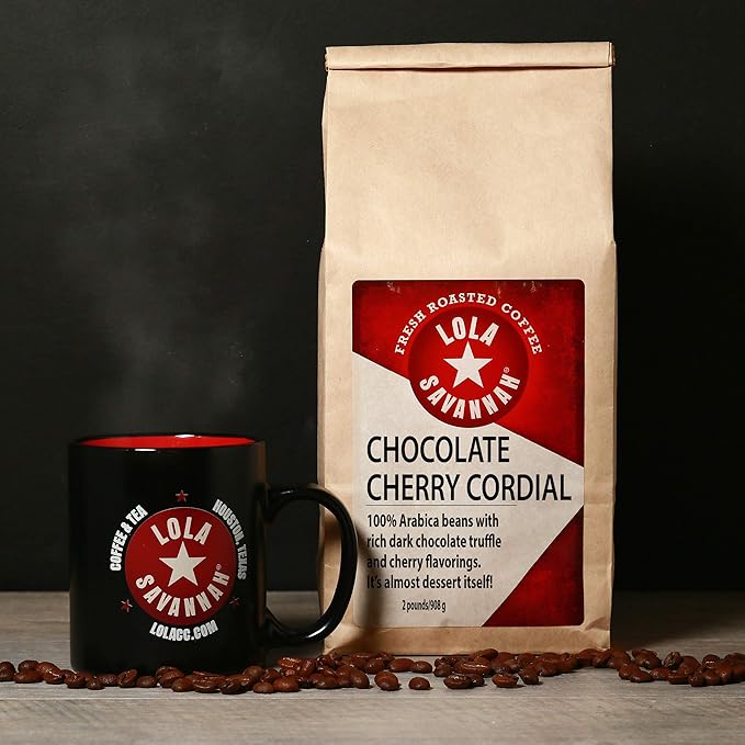 Lola Savannah Chocolate Cherry Cordial Whole Bean Coffee - Enjoy the Delicious Flavors of the Black Forest in Your Coffee | Caffeinated | 2 Pound