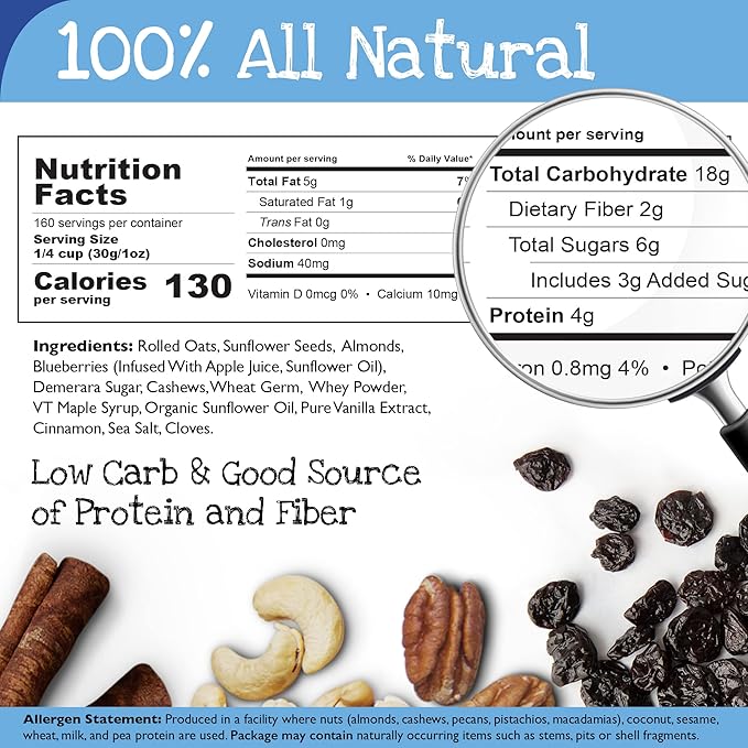 True North Granola – Granola Blues with Dried Blueberries Almonds and Cashews All Natural and Non-GMO Bulk Bag 10 lb.