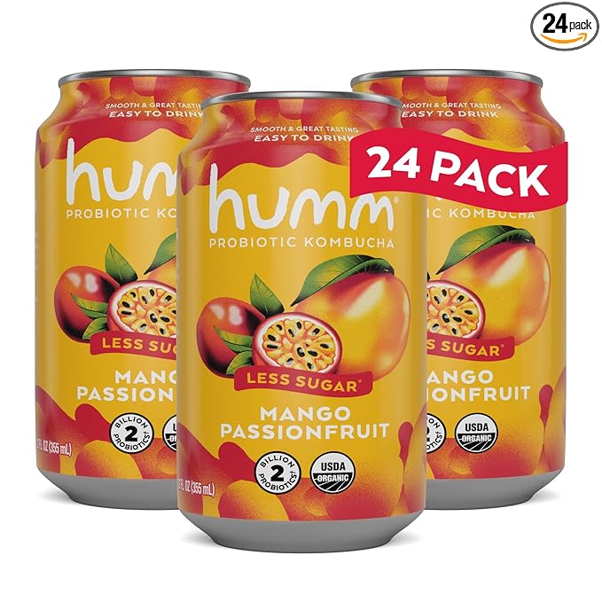 Humm Kombucha Mango Passionfruit Organic Vegan &amp GMO Free (24 Pack)