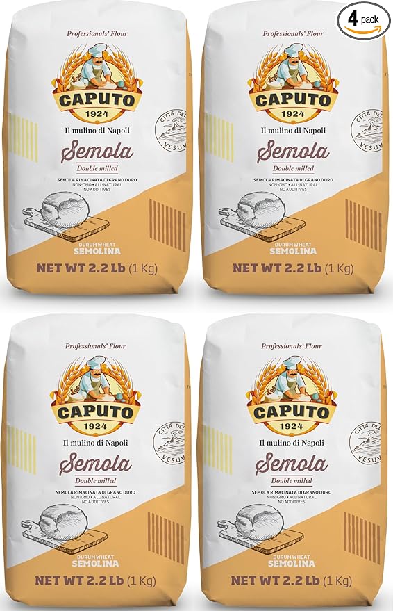 Antico Molino Caputo Semola Di Grano Duro Rimacinata (Reground Semolina Flour) - Pack 4