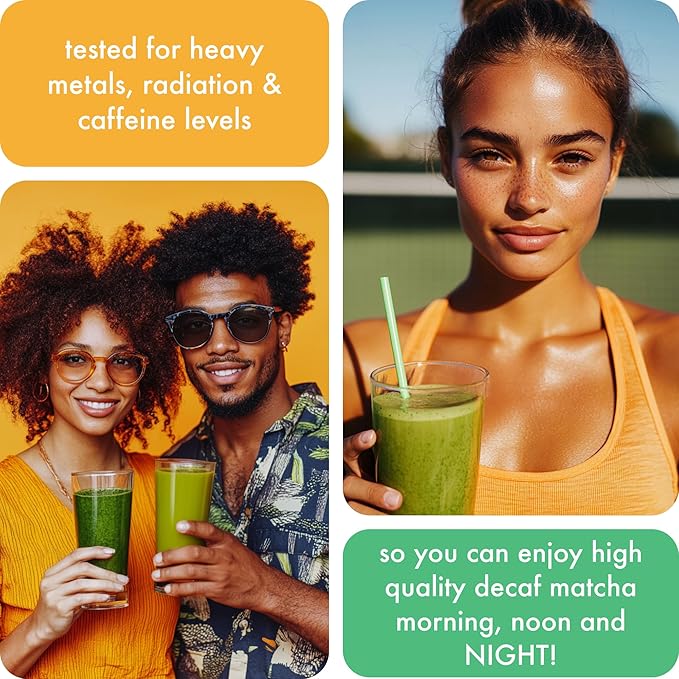 Caff Off Decaf Mango Matcha Green Tea Powder From Japan – 1.06 oz / 30 g – Ceremonial Grade &amp Sugar-Free - No Fillers or Milk Powders – Naturally Decaffeinated Without Chemicals – Tested for Heavy