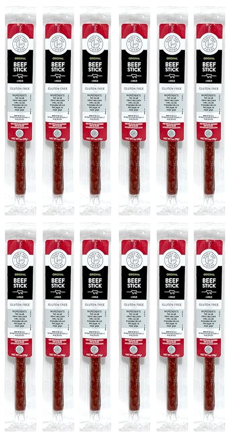 Good Fod Foods Original Meat Sticks – Low FODMAP Snacks for a Healthy Gut Zero Sugar Jerky Sticks Keto Friendly Gluten-Free Beef Sticks 1 Ounce (12 Pack)