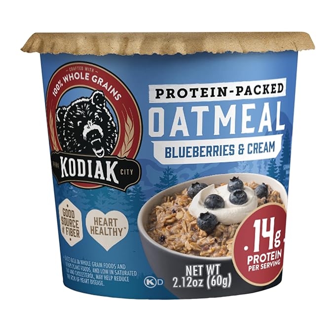 Kodiak Instant Oatmeal Cups Blueberries &amp Cream High Protein 100% Whole Grains (12 cups)