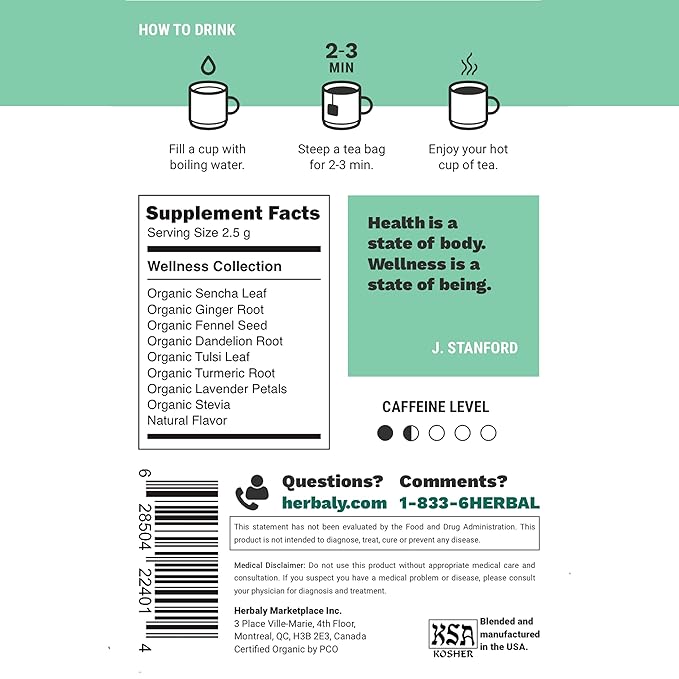Herbaly Wellness Collection Tea - 8 Active Herbs - Improve General Health Strengthen Immunity - Natural Organic Non-GMO Vegan Sugar Free - 3 Pack 84 Pyramid Tea Bags