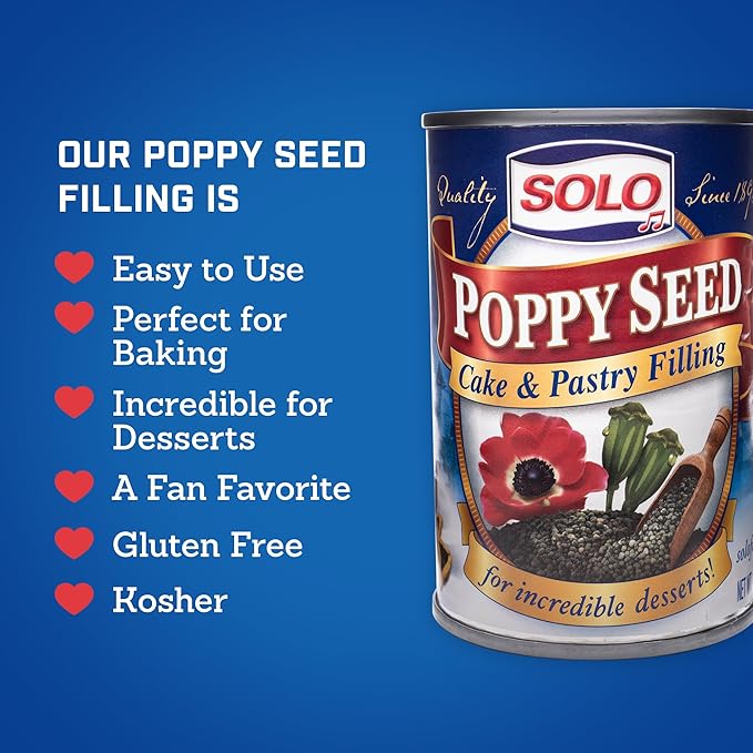SOLO Cake and Pastry Filling Poppy Seed 12.5 Ounce (Pack of 12)