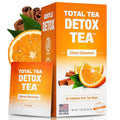Total Tea SIimming Detox Tea Caffeine Free - 25 Day Detox - Herbal Tea with Chamomile Hibiscus Tea &amp Ginger Root for Colon Cleanse – Natural Citrus &amp Cinnamon Fruit Tea for Digestive Health