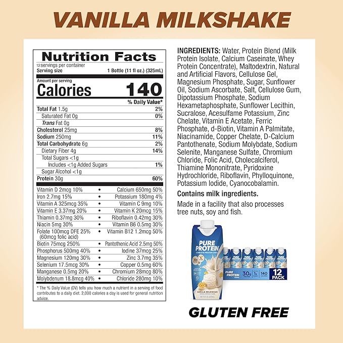 Pure Protein Vanilla Protein Shake 30g Complete Protein &amp Bars High Protein Nutritious Snacks to Support Energy