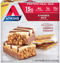 Atkins S’mores Protein Meal Bar High Fiber 1g Sugar 4g Net Carbs Meal Replacement Keto Friendly 30 Count