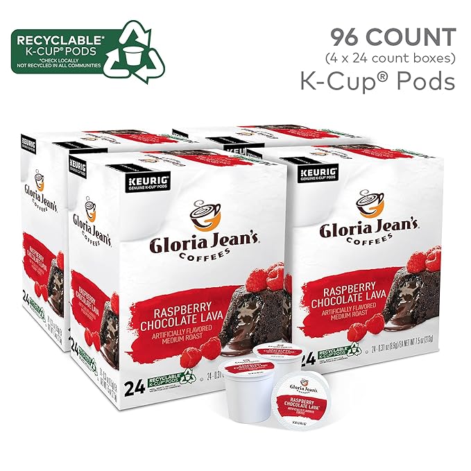 Gloria Jean's Raspberry Chocolate Lava Keurig Single-Serve K-Cup Pods Medium Roast Coffee 96 Count