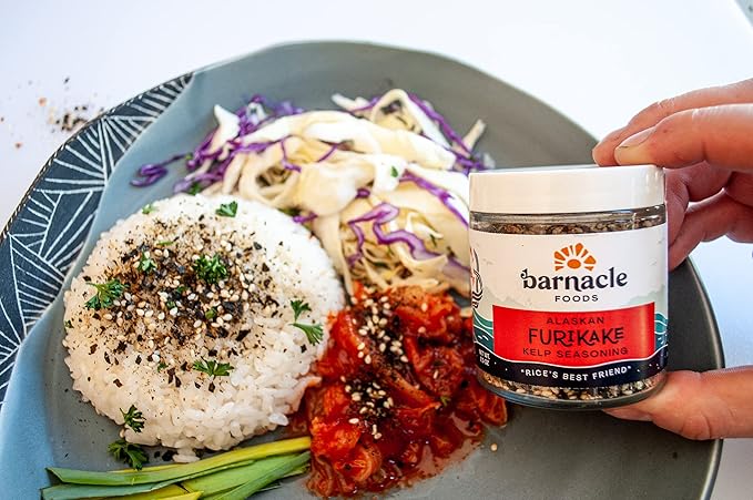 Barnacle Foods Furikake Kelp Seasoning | 2.5 oz. | Japanese Inspired Rice Seasoning | Seaweed Seasoning For Rice Seafood Meats Salads &amp Popcorn | Made in Alaska | 2 Pack