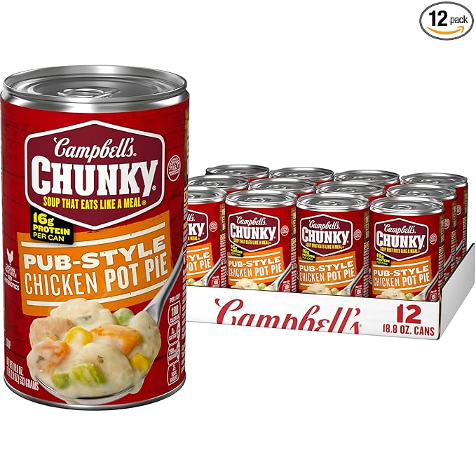 Campbell’s Chunky Soup Pub-Style Chicken Pot Pie Soup 18.8 oz Can (Pack of 12)