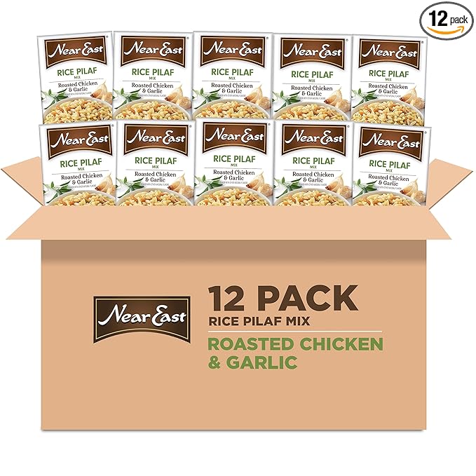 Near East Rice Pilaf Mix Roasted Chicken &amp Garlic 6.3oz Boxes (12 Pack)