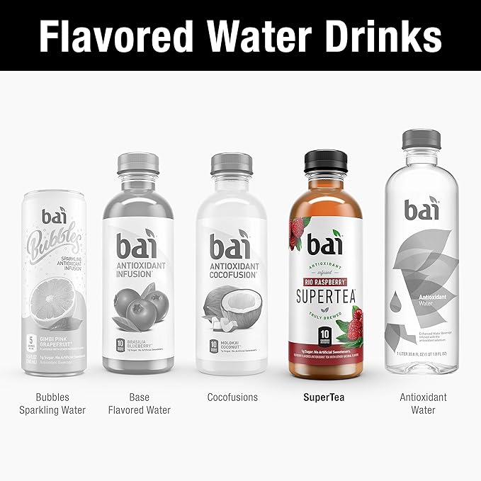 Bai Iced Tea Rio Raspberry Antioxidant Infused Supertea Crafted with Real Tea (Black Tea White Tea) 18 Fl Oz (Pack of 12)