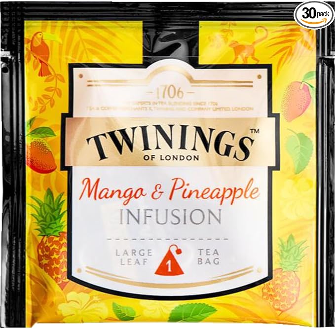 Twinings Discovery Collection Mango &amp Pineapple Infusion Tea 30 Large Leaf Pyramid Tea Bags
