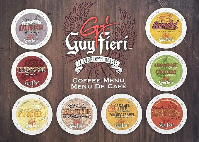 Guy Fieri Variety Pack Medium &amp Dark Roast Coffee Pods for Keurig K-Cup Machines Assorted Flavored &amp Unflavored 30 Count