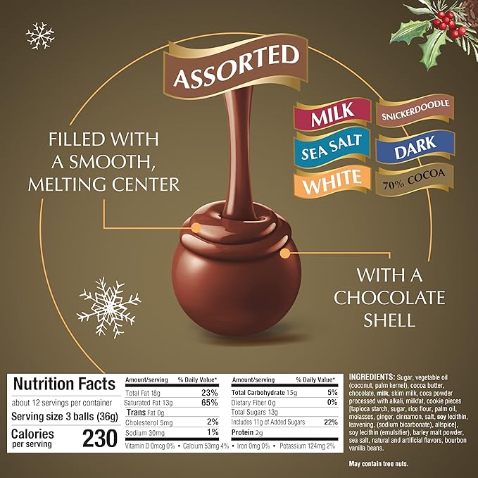 Lindt LINDOR Holiday Deluxe Assorted Chocolate Candy Truffles Gift Box 15.2 oz.