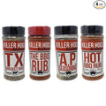Killer Hogs Barbecue Rub Variety Pack - Hot BBQ Texas Brisket A.P. Seasoning and Original BBQ Rub - Pack of 4 Bottles - 48 oz Total - Bulk Killer Hogs Barbecue Seasoning
