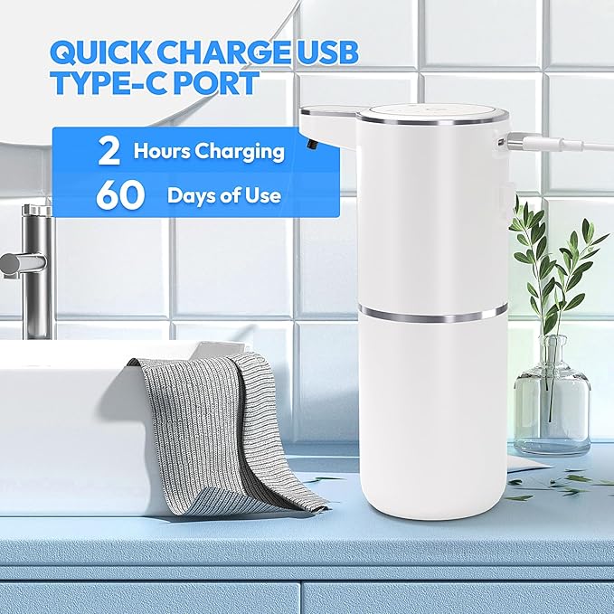 2 Pack Automatic Soap Dispenser TouchlessLiquid Hand Soap Dispenser 12.8oz Electric Wall Mounted Smart for Bathroom and Kitchen Dish SoapEasy for Toddlers(White)