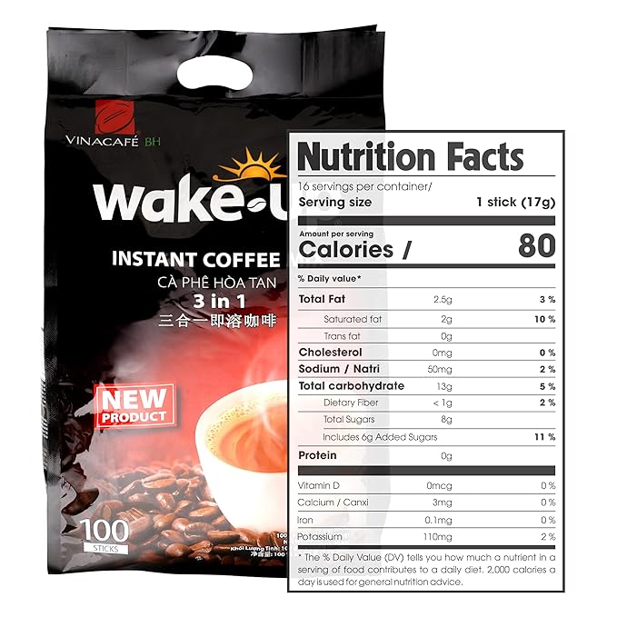 Vinacafe Premium 500 Sticks 3 in 1 Instant Wake-Up Coffee Mix 500 Coffee Sticks Single Serves