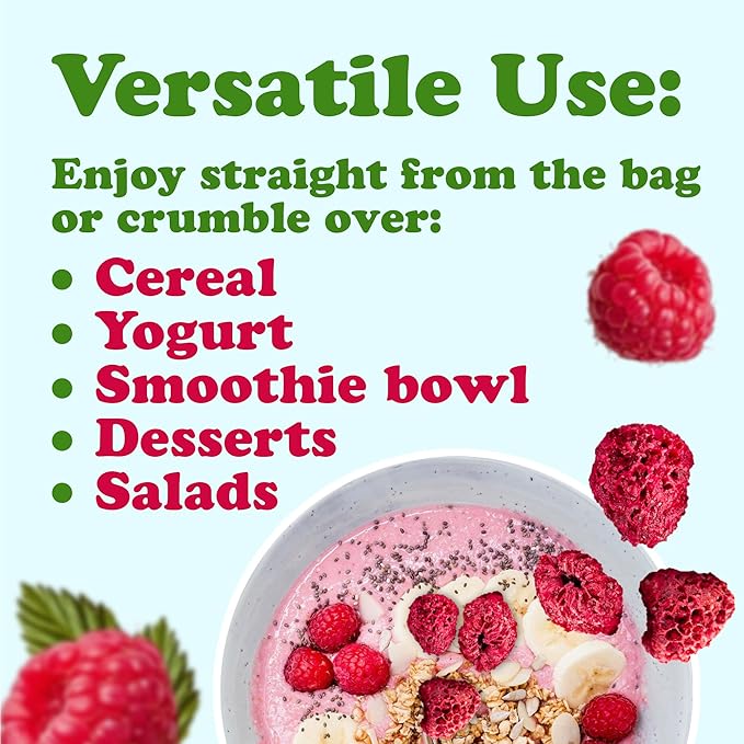 Food to Live Organic Freeze-Dried Raspberries 5 Ounces – Whole Natural Berries No Sugar Added Vegan and Nutritious Snack Perfect for Smoothies and Baking Non-GMO Kosher Bulk