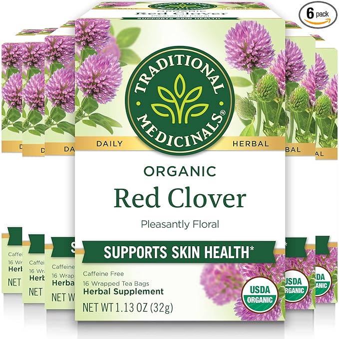 Traditional Medicinals Organic Red Clover Herbal Tea 16 Count (Pack of 6)