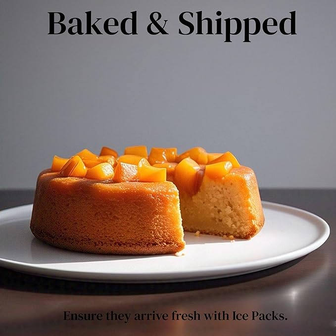 ANDY ANAND CHOCOLATIER Sugar-Free Peach Cake 2 lbs | Juicy &amp Moist Dessert Made with Real Peach Fruit Fluffy Texture &amp Homemade-Style Baking | Diabetic-Friendly Gourmet Cake