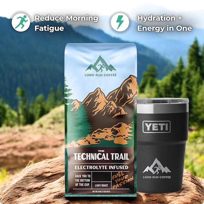 Long Run Coffee – Hydrating Coffee with Electrolytes – All Natural Energy + Hydration + Recovery for Athletes – Stomach Friendly Electrolyte Coffee for Runners (1 lb Light Roast)