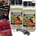 Blackstone Steakhouse Seasoning – Gourmet Griddle Premium Barbecue Rub 2 Pk (14.6 oz) + BBQ Masters &amp Opener (4 Items)!