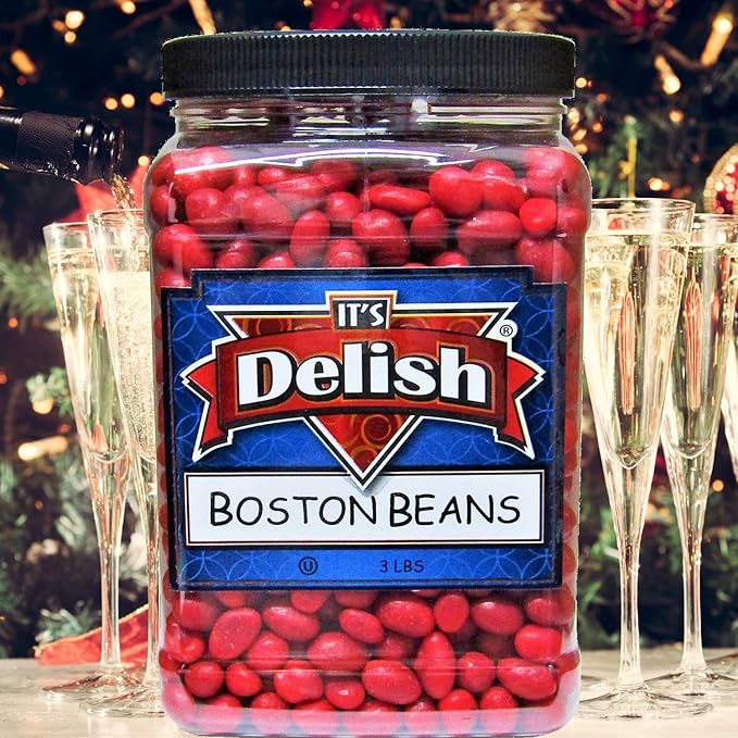Classic Boston Baked Beans Candy Coated Peanuts by It's Delish – 3 LBS Jumbo Reusable Container – Sealed Packing for Birthday Parties Christmas Easter Halloween